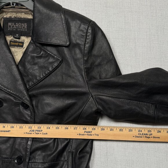 VTG Wilsons Leather Pelle Studio Jacket Black Double Breasted Thinsulate Size M - Picture 10 of 14